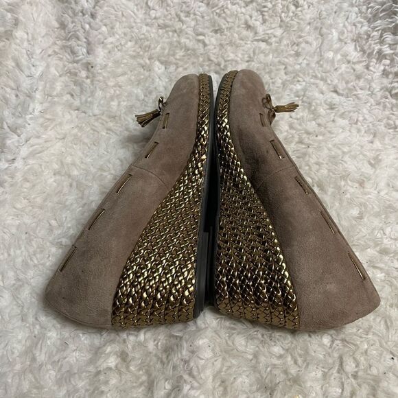 Lauren Ralph Lauren Cambree Leather suede brown breaded bronze wedge shoes SZ10B - Picture 7 of 11